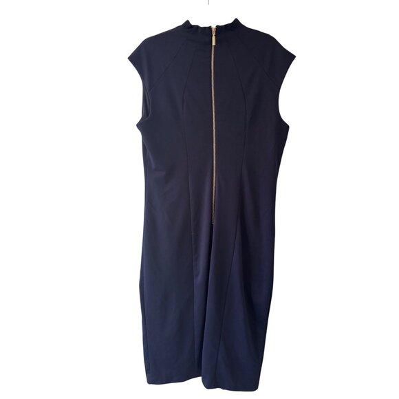 Alexia Admor Womens XL Short Sleeve Navy Katrina Military Sheath Midi Dress - Picture 5 of 12